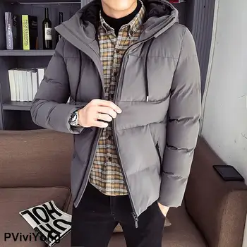 

PViviYong 2019 Winter jacket men hooded coat，casual fashion jackets men high quality cotton coat men clothes parka 820