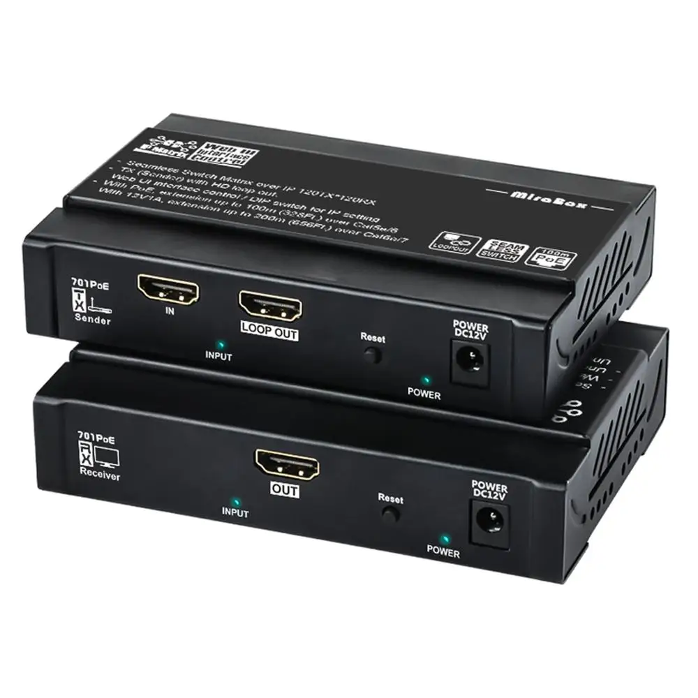 US $116.65 Mirabox HDMI Over IP Matrix Extender 1080P With HDMI Loopout HDMI Over LAN Extender Matrix HDMI Over Cat5e Cat6 Cat7 Extender