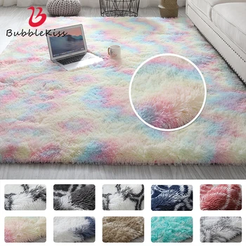 

Bubble Kiss Fluffy Carpet Gradient Color Rug And Carpets For Home Living Room Faux Fur Rug Baby Crawling Rainbow Long Pile Rugs