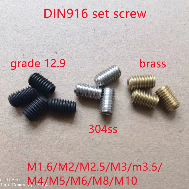 1050pcs Din916 Black Or Brass Set Screw M1.6 M2 M2.5 M3 M3.5 M4 M5 M6