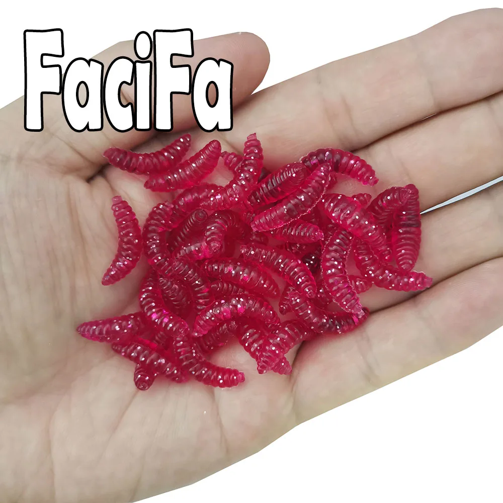 Fishing Lure 25 or 50 pcs Soft Lure Silicone Bait 0.4g 2cm Maggot Grub Carp Fishing Hook Smell Worms Glow Shrimp Fish