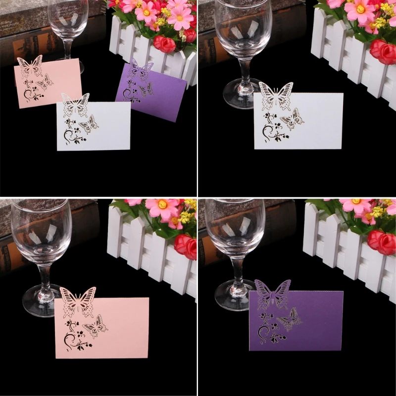 50pcs Beautiful Butterfly Table Place Name Cards For Wedding Party Decoration E65B