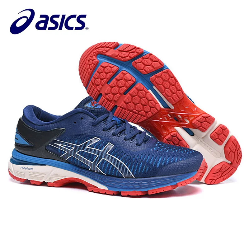 Оригинальные мужские кроссовки ASICS Gel Kayano 25, мужские кроссовки Asics, дышащая Спортивная обувь для бега, гелевые Кроссовки Kayano 25 - Цвет: Blue-Red