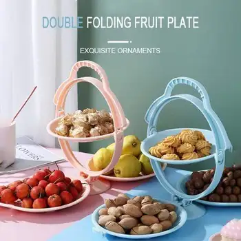 

Foldable Three-layer Fruit Plate Snack Plate Creative Modern Dried Fruit Fruit Basket Candy Dish Cake Dessert Display Stand