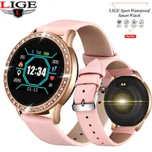 LIGE новые женские Смарт-часы с полным экраном алмазные Смарт-часы спортивные водонепроницаемые пульсометр кровяное давление фитнес-трекер N58
