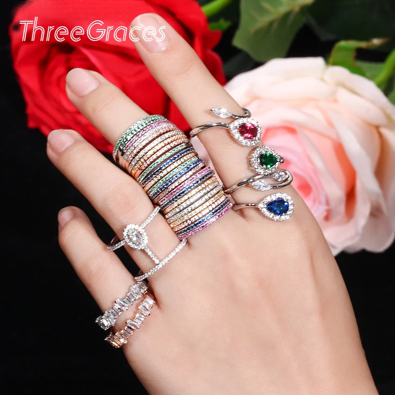 Хит продаж женское кольцо на палец ThreeGraces с геометрическим рисунком для