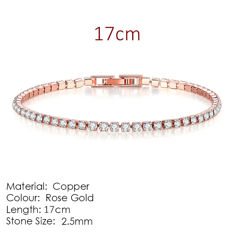 Fashion 2.5mm Zirconia Tennis Bracelet for Women Crystal Charm Designer Tennis Thin Chain Bracelet on Hand Wedding Jewelry KC128