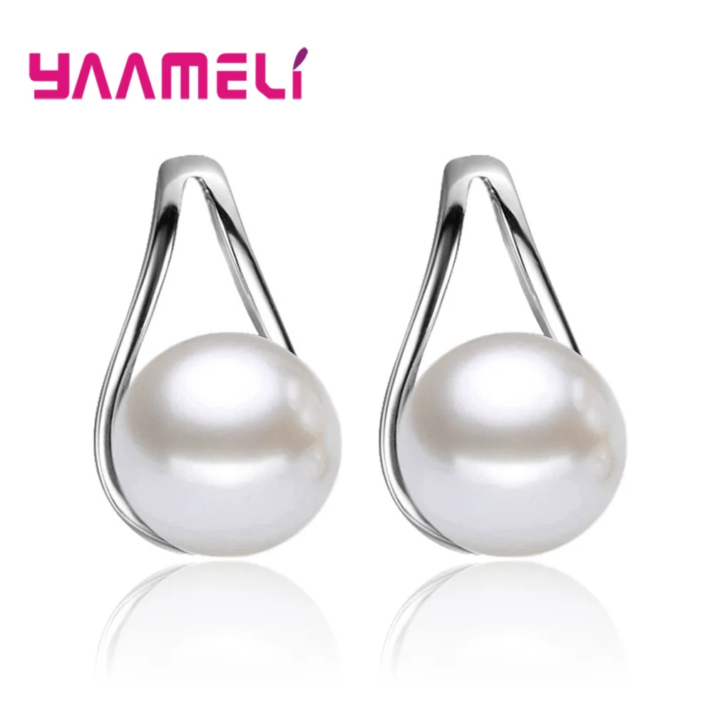 

925 Sterling Silver Earrings for Women Girls Wedding Engagement Romantic Pearl Waterdrop Shape Best Gift for Beloved