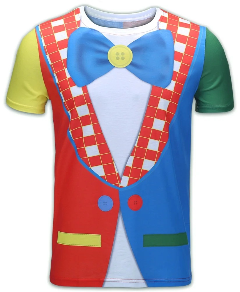 Clown Мужской костюм капитана, футболки, забавные, косплей, Хэллоуин, Рождество, футболка для взрослых, человек, топ, ковбой, пилот, Униформа, карнавал, 3D размера плюс - Цвет: Clown