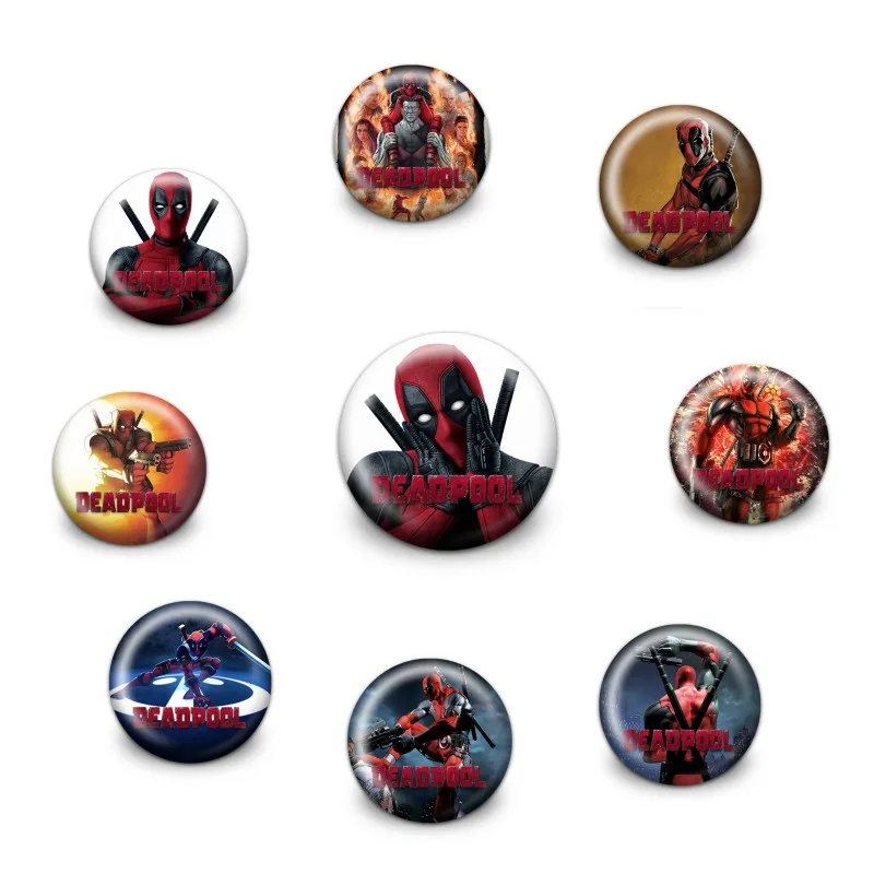 

1pcs Deadpool Pins Action Figure Round Badges Sewing Icons on T shirt Hat Backpack Brooch Buttons DIY Accessories Party Favor