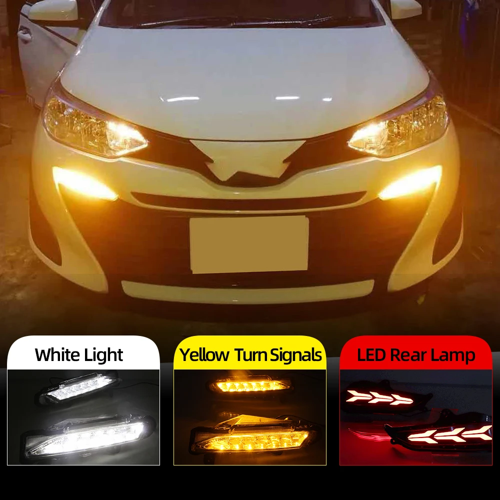 Задний стоп сигнал заднего бампера лампы для Toyota Yaris 2017 2018 2019 светодиодный DRL