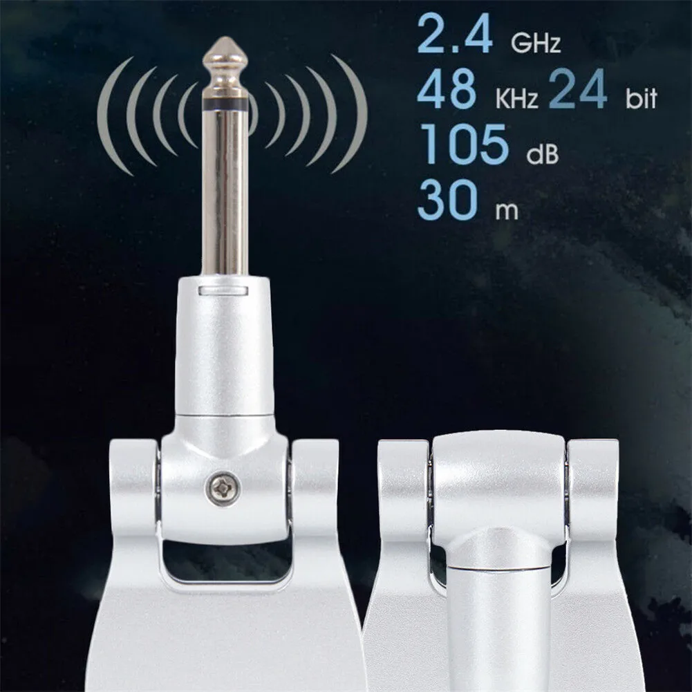 Wireless Guitar System Transmitter Receiver Built-in Rechargeable Battery 30 m Transmission Range Universal Electric Bass