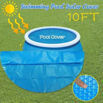 

8/10/12 Feet Swimming Pool Cover Pool Cover Blue Round Tarpaulin Durable Keeping Pool Temperature Clean Family Pool Accessories