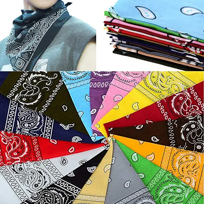 24/pcs Assorted Bandanas 100% Cotton Hip Hop Double Sided Print Paisley Cowboy Bandana Party Square Scarf Headband Handkerchiefs 2