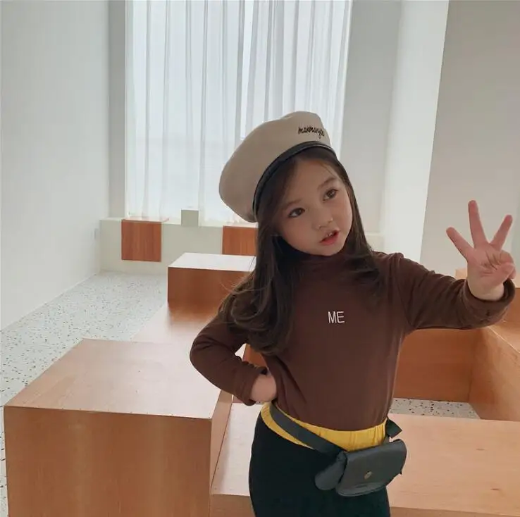 new girls boys thicken t-shirt autumn winter full sleeve cotton fashion kids top 2-7t HH425