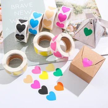 

500PCS/Roll New Love Heart Shaped Seal Labels Scrapbooking Cute Stationery Sticker Gift Packaging Birthday Party Supplies