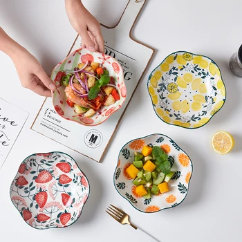 

Nordic Kitchen Bowl Fruit Salad Ceramic Dessert Cute Ice Cream Ramen Bowl Rice Storage Porcelain Cuencos Tableware AE50WA