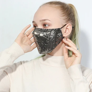 

Fashion Sequin mask cotton filter Shining Party Anti bacteria masks face Masks Anti-dust PM2.5 protective mask Washable