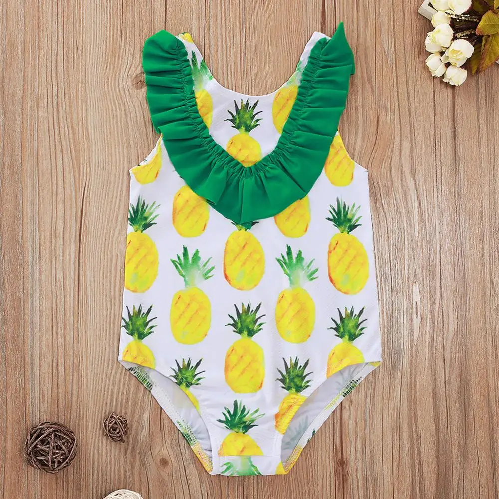 

Toddler Kids Baby Girls Pineapple Print Bikini Swimwear Children Cute Sleeveless Swimsuit Fashion Bathing Beachwear Clothes