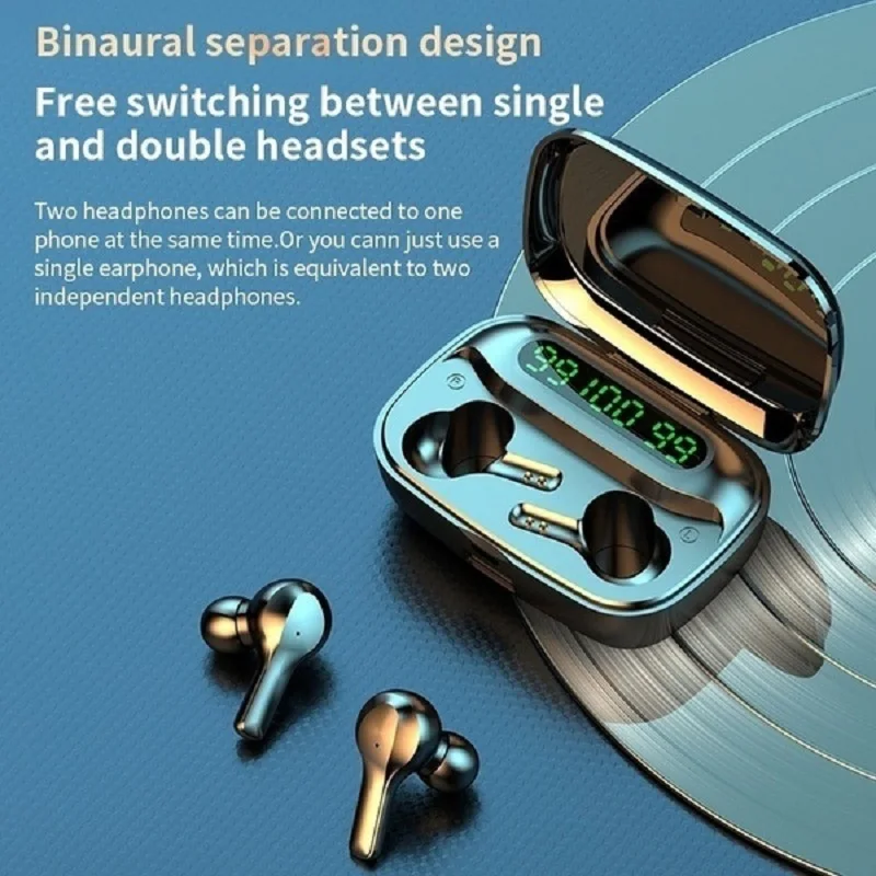 Wireless Bluetooth Headphone IPX7 Waterproof Bluetooth Earphone 9D HiFi Wireless Headsets Music Earbud with 2000mAh Charg Case