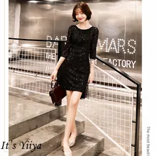 It's Yiya платье для выпускного вечера элегантные платья с коротким рукавом больших размеров женские вечерние платья с блестками Vestidos de gala E788