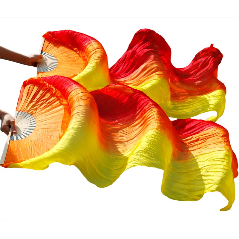 Настоящий шелк/имитация шелка танец живота танцевальный веер китайский высококачественный Шелковый веер вуаль танец живота вуаль ручная работа окрашенный Шелковый веер для танца - Цвет: Color19-tw