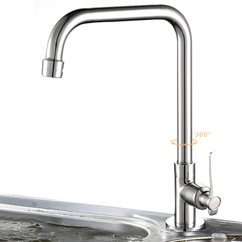 

6 Types 360 Degree Rotating Deck/Wall Mounted Kitchen Sink Basin Swivel Tap Spout Cold Water Chrome Faucet