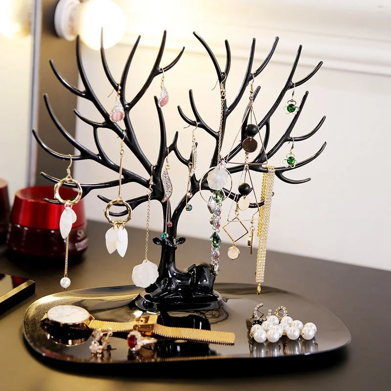 Multipurpose Shelves Earrings Display Stand Cute Little Deer Tray Tree Ring Pendant Bracelet Storage Racks Holder Jewelry | Дом и сад