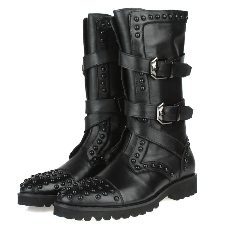 

Men Slip-ons Boots Trend Collocation Leather Round Toe Work Winter Work Boots Genuine Leather