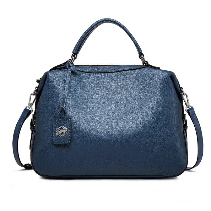 Новая сумка из мягкой натуральной кожи, брендовая сумка из воловьей кожи на плечо, дизайнерская женская сумка-тоут, bolsos# BC-108 - Цвет: wg-203-blue