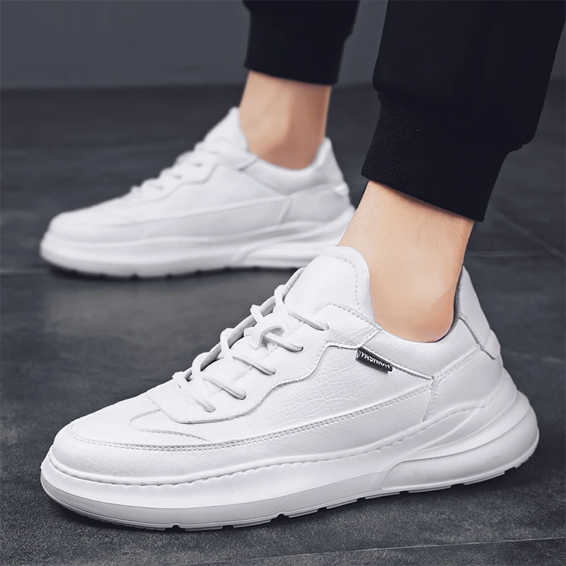Big Size 39-44 Sneakers for Men Vulcanized Shoes Simple Round Toe Casual Shoes Mens White Daily Footwear Male Fashion Walkerpeak