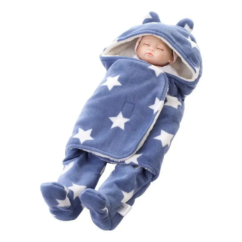 Blue footmuff Одеяло для новорожденных, спальный мешок, детское Двухслойное плюшевое одеяло из полиэстера с рисунком звезды, детский спальный мешок для автомобиля - Цвет: Blue footmuff