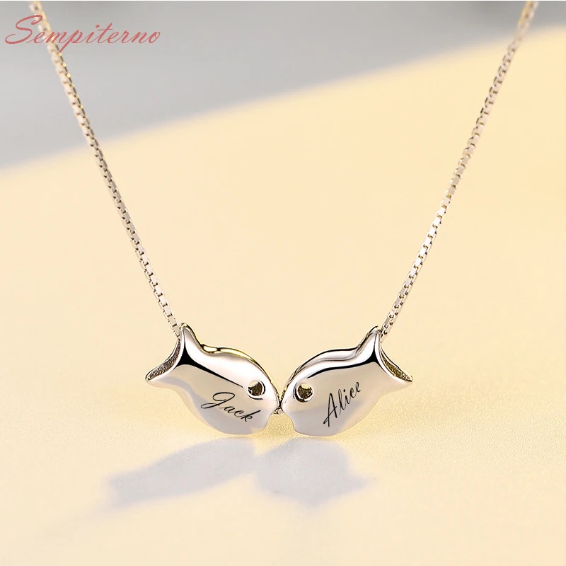 

925 Silver Letter Necklace Custom Clown Fish Necklace Love Small Pisces Clavicle Chain Jewelry Accessories