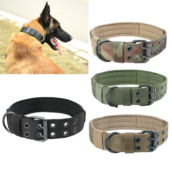 

Nylon Tactical Dog Collar Military Adjustable Training Dog Collar with Double Metal D Ring Buckle