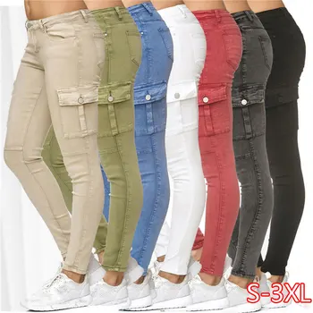 

Spring 2020 New Jeans Women Hot Sale Jeans Side Three-dimensional Bag Tight Feet Pants Women's Pants S-3XL