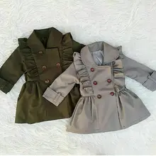 PUDCOCO/Повседневная куртка с повязкой для маленьких девочек; ветровка; пальто; длинный плащ с оборками; Верхняя одежда; От 2 до 7 лет