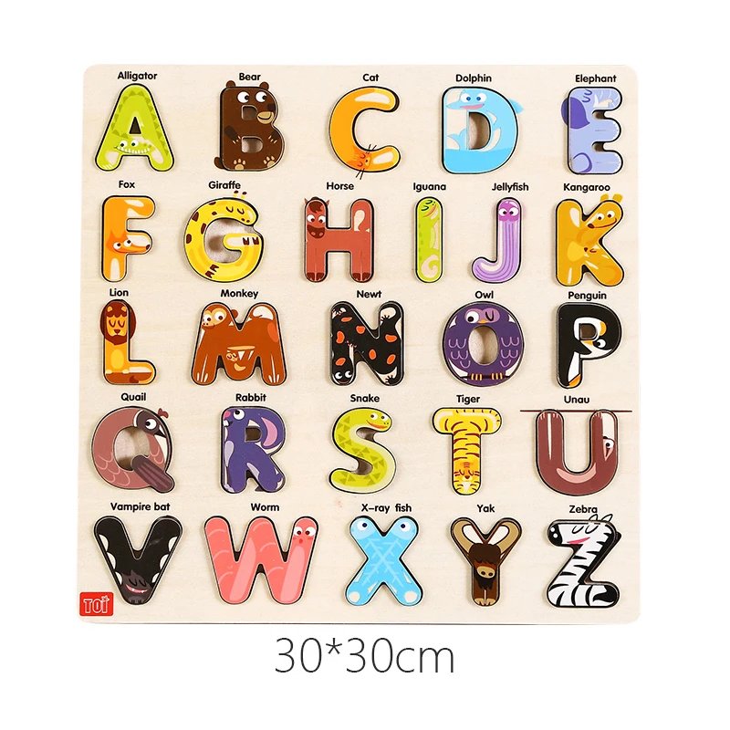 Cognitive 3d puzzle children's wooden learning toy for kids Animal Digital Graphics gifts 2-6 years old kindergarten supplies exploring ability developing 5x child magnifying glass student kindergarten to explore the toy puzzle baby science learning