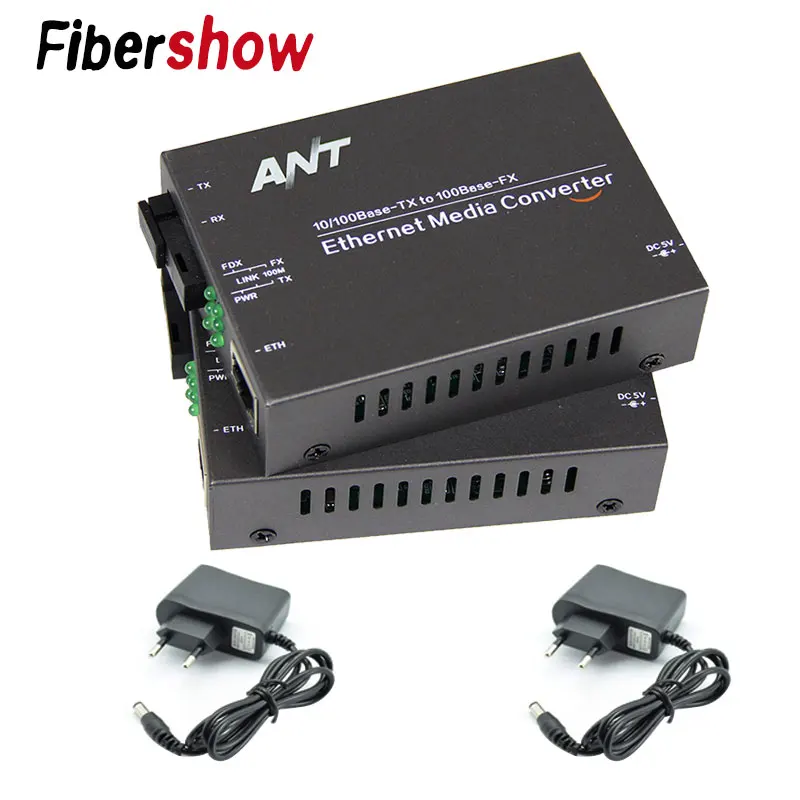 with power supply Медиа-конвертер волоконно-оптический к rj45 UTP 1310/1550 волокна к ethernet-коммутатор волокна 10/100 м волокно-оптический трансивер - Цвет: with power supply