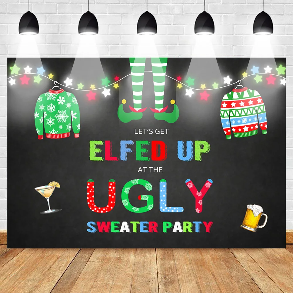 Elfed Up Ugly Sweater Party Backdrop Christmas Photography Background Holiday | Электроника