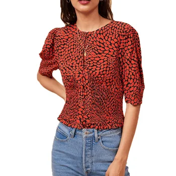 

Summer 2019 casual womens tops and blouses o-neck womens clothing printing women shirts