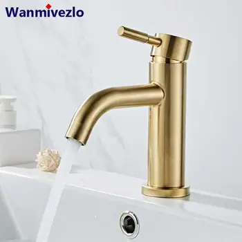 

Brushed Gold Basin Faucets Hot Cold Water Mixer Tap Single Handle Mixer Tap Faucet Black/White Bathroom Water Crane Tap