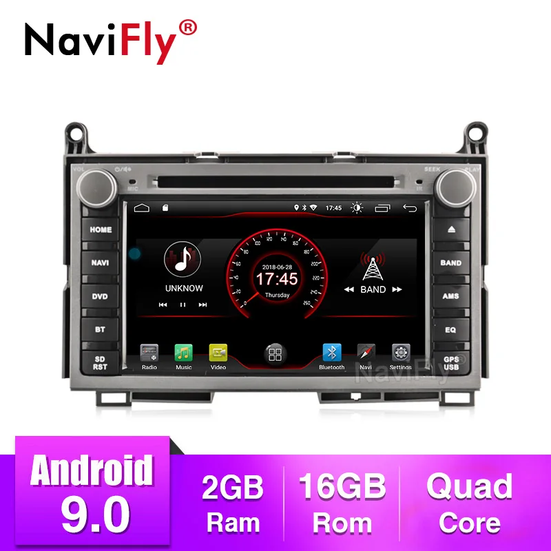 NaviFly Android 9,0 Автомобильный мультимедийный плеер для Toyota Venza 2008 gps Навигация DVD Радио 2G ram 16G rom головное устройство магнитофон