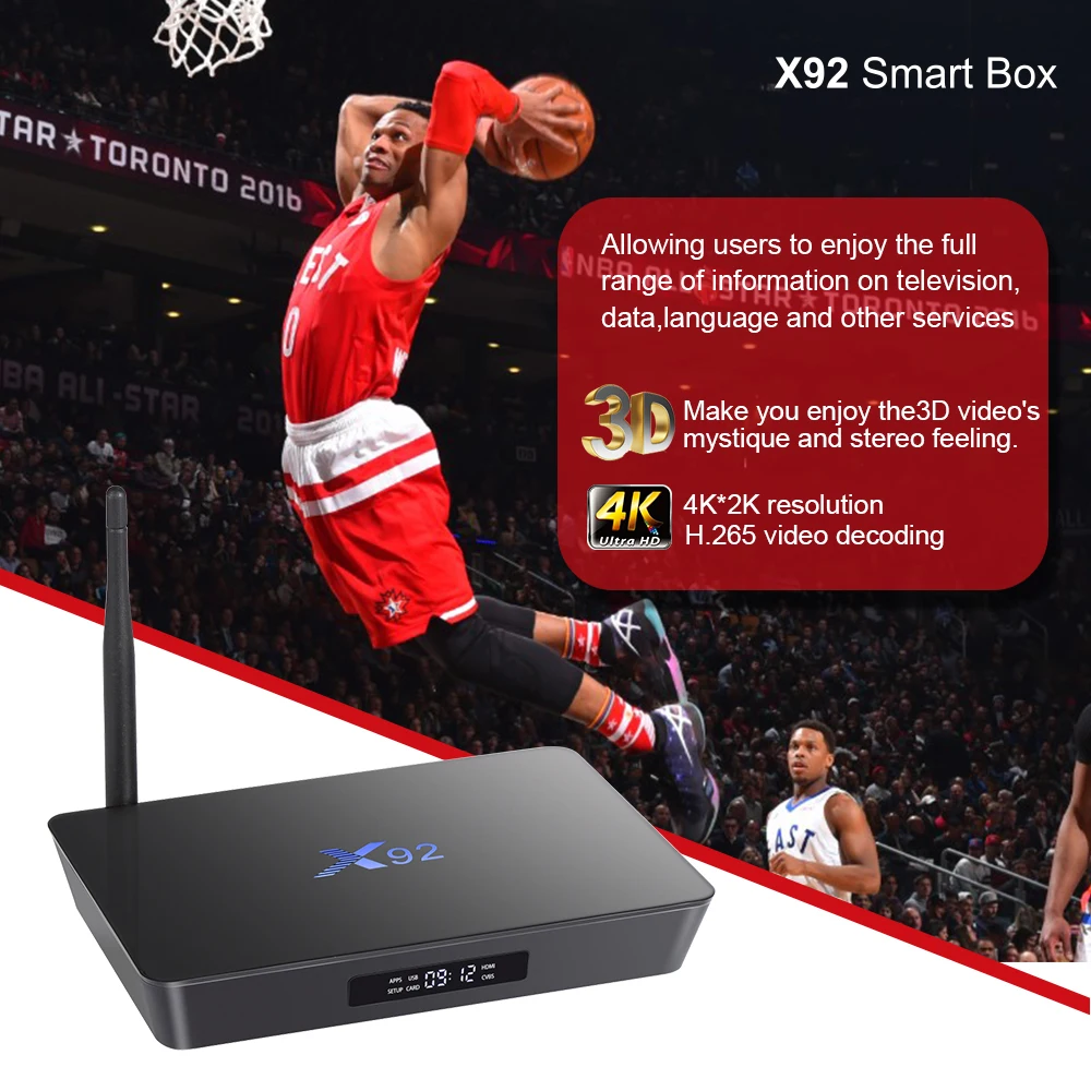  X92 TV Box S912 Android Smart TV Box Amlogic Octa Core 2GB/3GB 16GB/32GB 2.4G 5G Dual Wifi H.265 4K