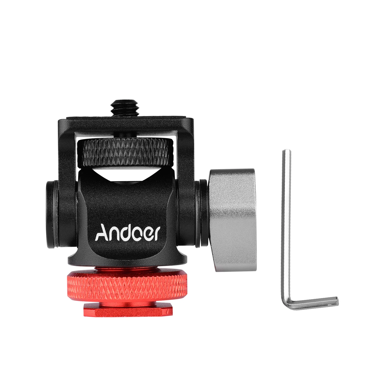 Andoer Mini Monitor Mount Tripod Head Cold Shoe Adapter Aluminum Alloy 1/4 Inch Screw for Camera Flash Microphone LED Fill Light camera screw mount,microphone screw adapter