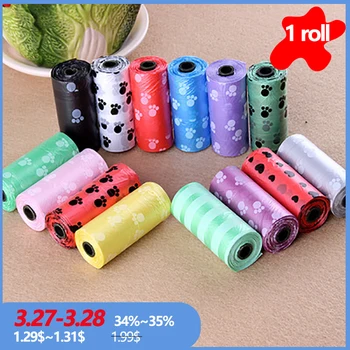 

15 For Each Roll Printed Pet Garbage Bag Dog Environmental Protection Cleaning Defecation Collection For dog And Cat Products