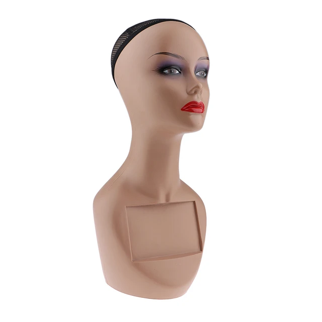 Woman Mannequin Head Model with Shoulder Sturdy Accessory for Shopping Mall  Style D