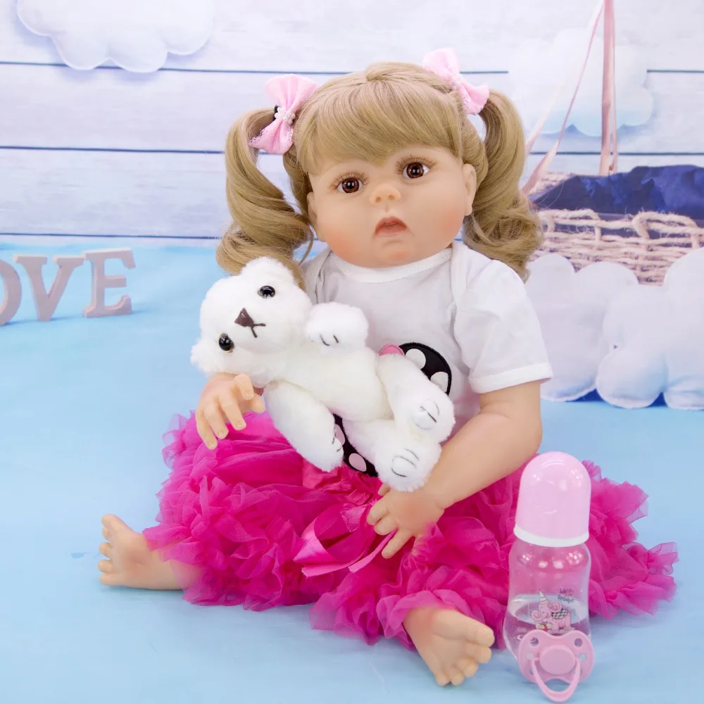 Bebe reborn corpo de silicone inteiro realista reborn baby doll Милая принцесса девочка Новорожденные куклы для детей подарок 57 см