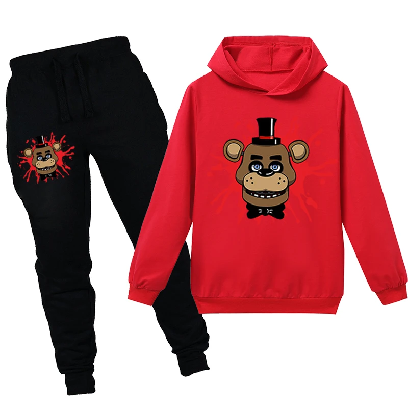 Five Nights At Freddy's/комплект из 2 предметов для новорожденных девочек и мальчиков; полосатые топы с капюшоном и Рисунком Слона; штаны; Спортивный костюм; брюки; комплекты одежды