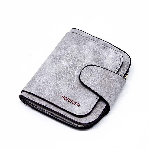 gray short Брендовые кожаные женские кошельки высокого качества, дизайнерский Длинный кошелек на молнии, Женский держатель для карт, Дамский кошелек, сумка для денег, Carteira Feminina - Цвет: gray short