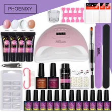 Маникюрный набор с 80 Вт светодиодный сушилка лампа поли Комплект гель-лака для наращивания Декоративный Лак для ногтей инструменты для ногтей полупостоянные маникюрные инструменты